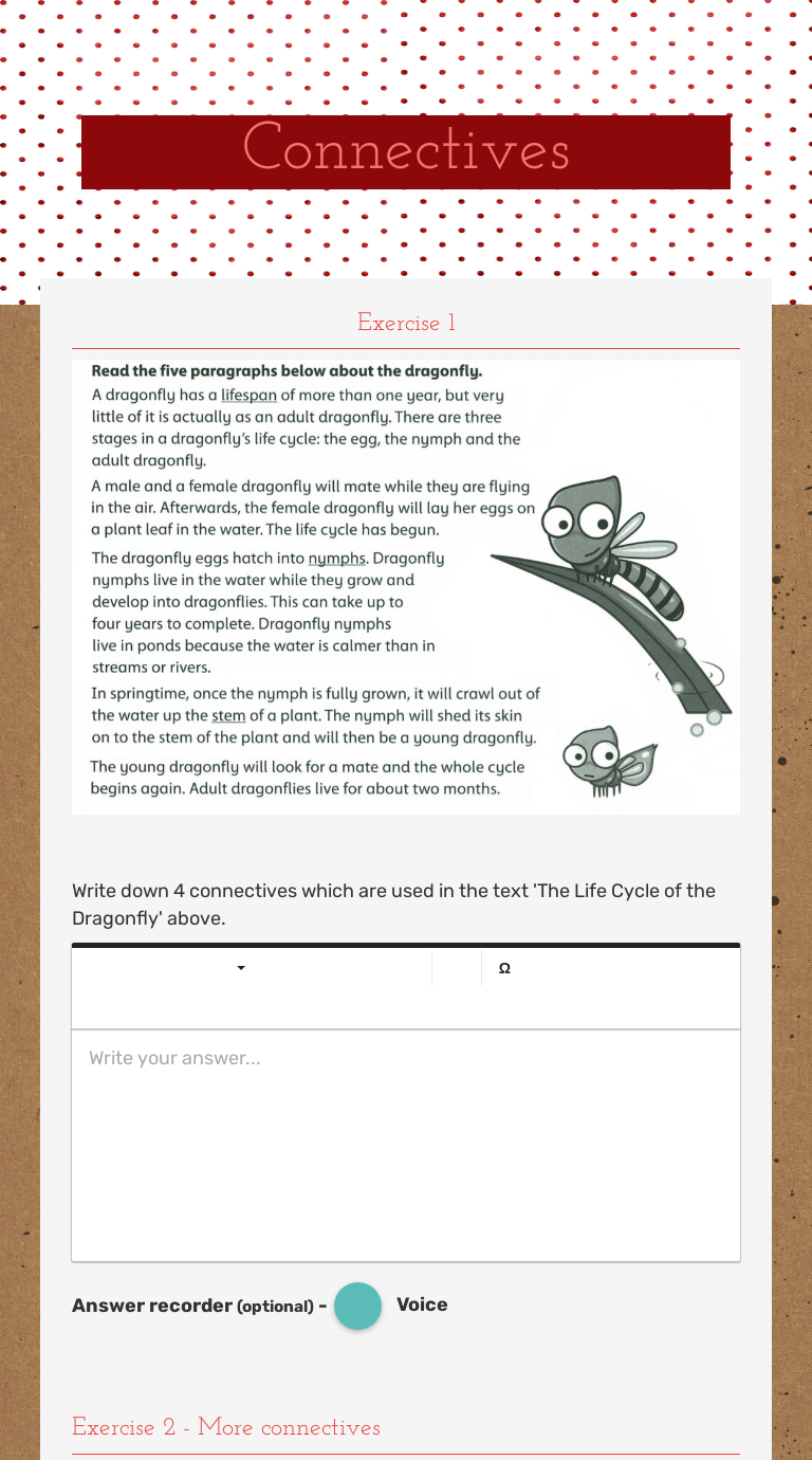 Connectives Grade 4 worksheet preview