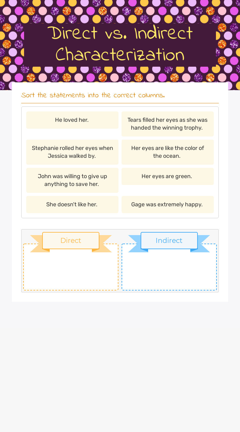 Direct vs. Indirect Characterization  Interactive Worksheet by Regarding Direct And Indirect Characterization Worksheet