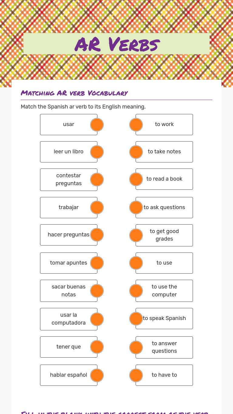 AR Verbs | Interactive Worksheet by Deron Thompson | Wizer.me