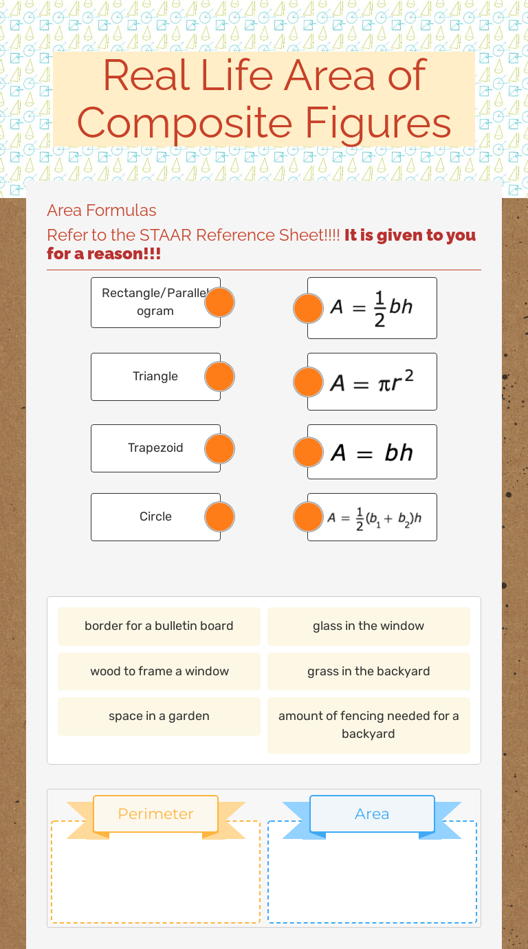 Real Life                                            
 Area of Composite Figures Grade 6 worksheet preview