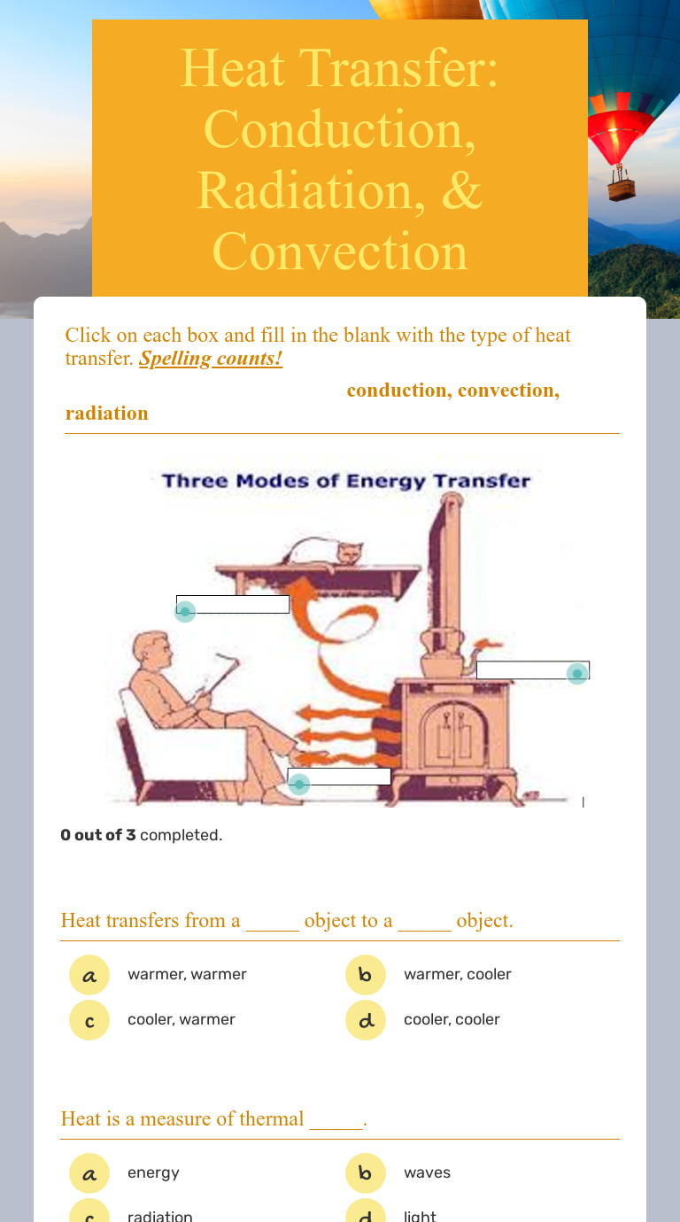 Heat Transfer: Conduction, Radiation, & Convection  Interactive Inside Heat Transfer Worksheet Answer Key