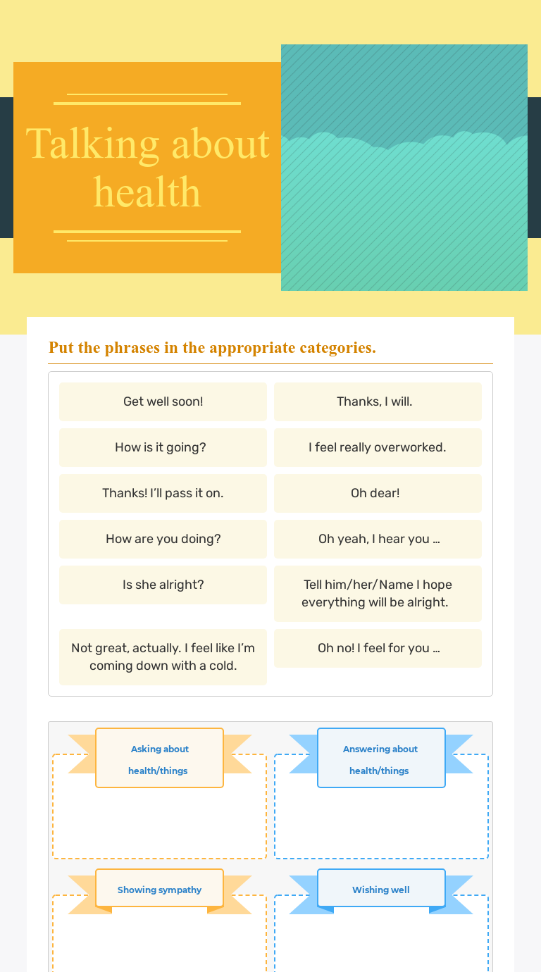 Talking about health Other worksheet preview