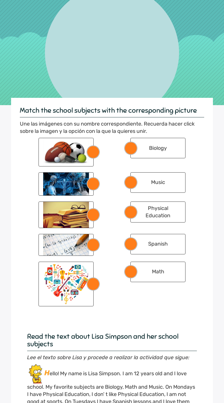 school 
subjects! Grade 6 worksheet preview