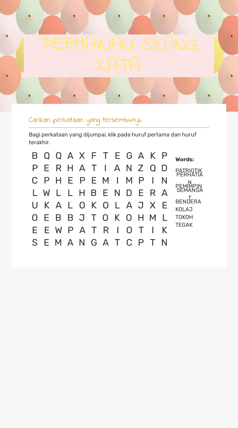 PERMAINAN SILANG KATA worksheet preview