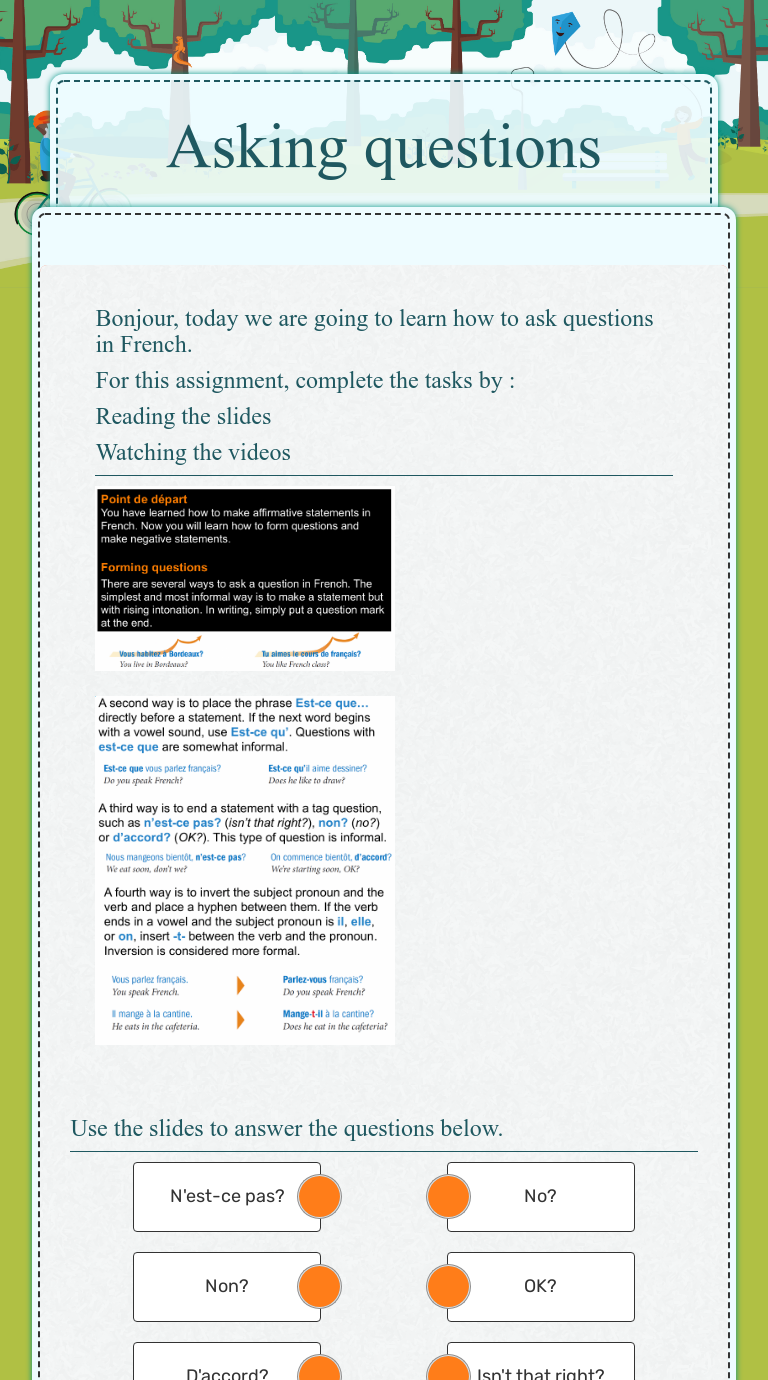 Asking Questions Interactive Worksheet By Ervia Depeine Wizer Me