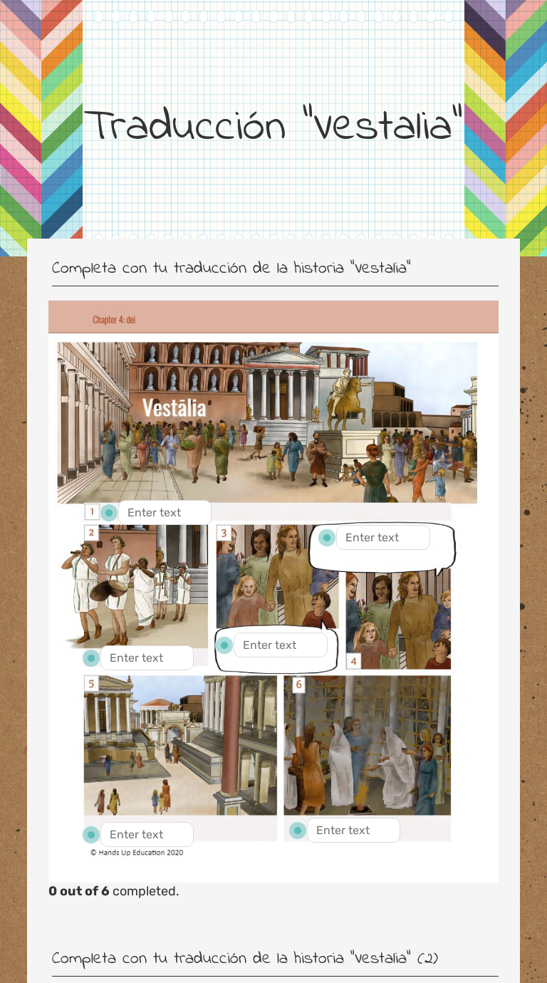 Traducción "Vestalia" worksheet preview image