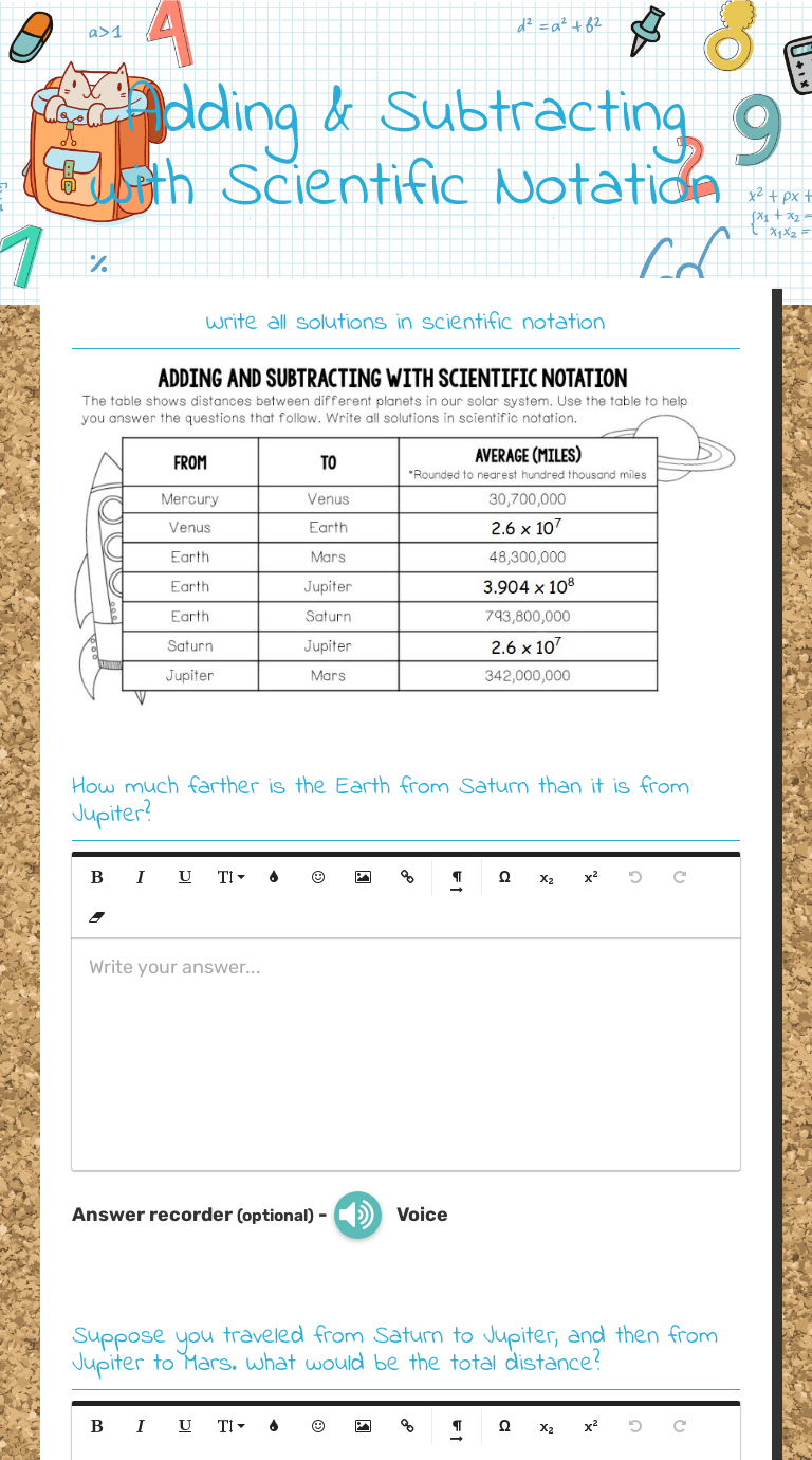 Adding And Subtracting Scientific Notation Worksheets