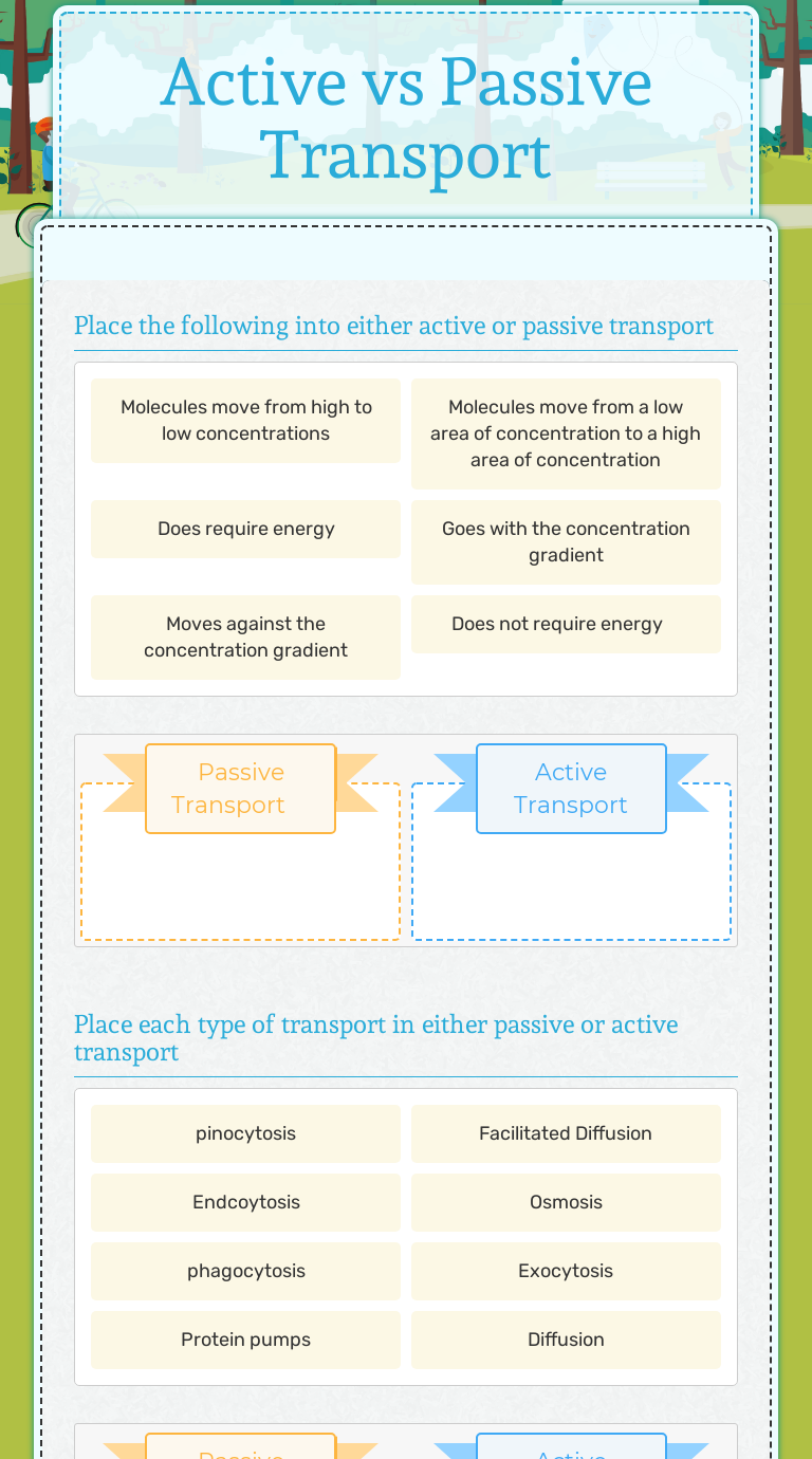 Active vs Passive Transport  Interactive Worksheet by MaryAnn Inside Passive And Active Transport Worksheet