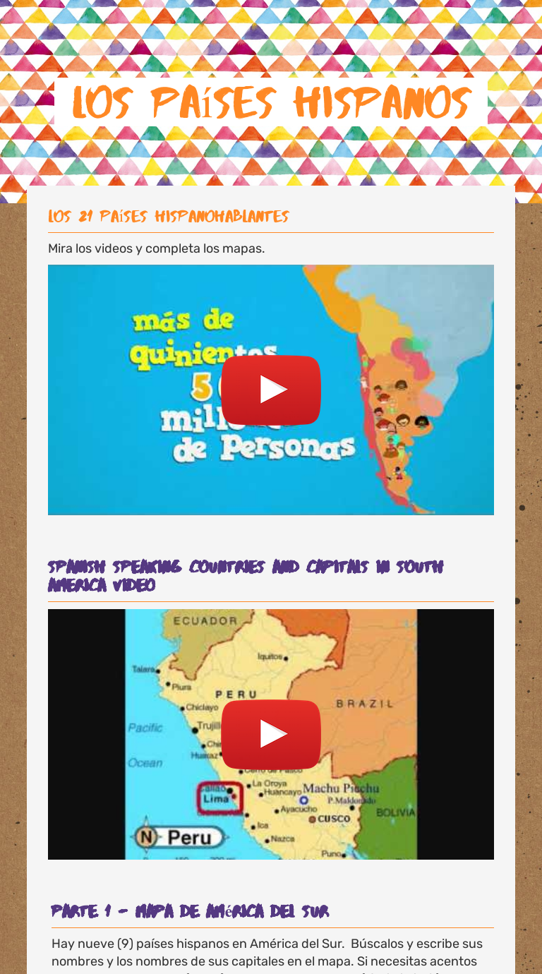 Los países Hispanos | Interactive Worksheet by Kaiee Hooper | Wizer.me