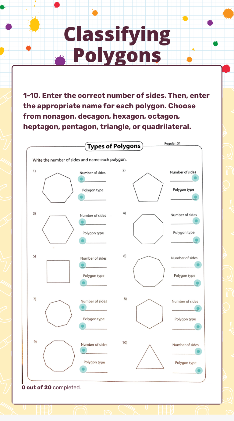 classifying polygons interactive worksheet by deborah daniels wizer me