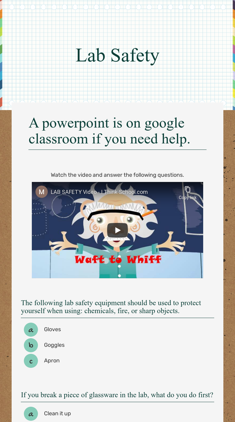 Lab Safety Interactive Worksheet by Susan Coffey Wizer.me