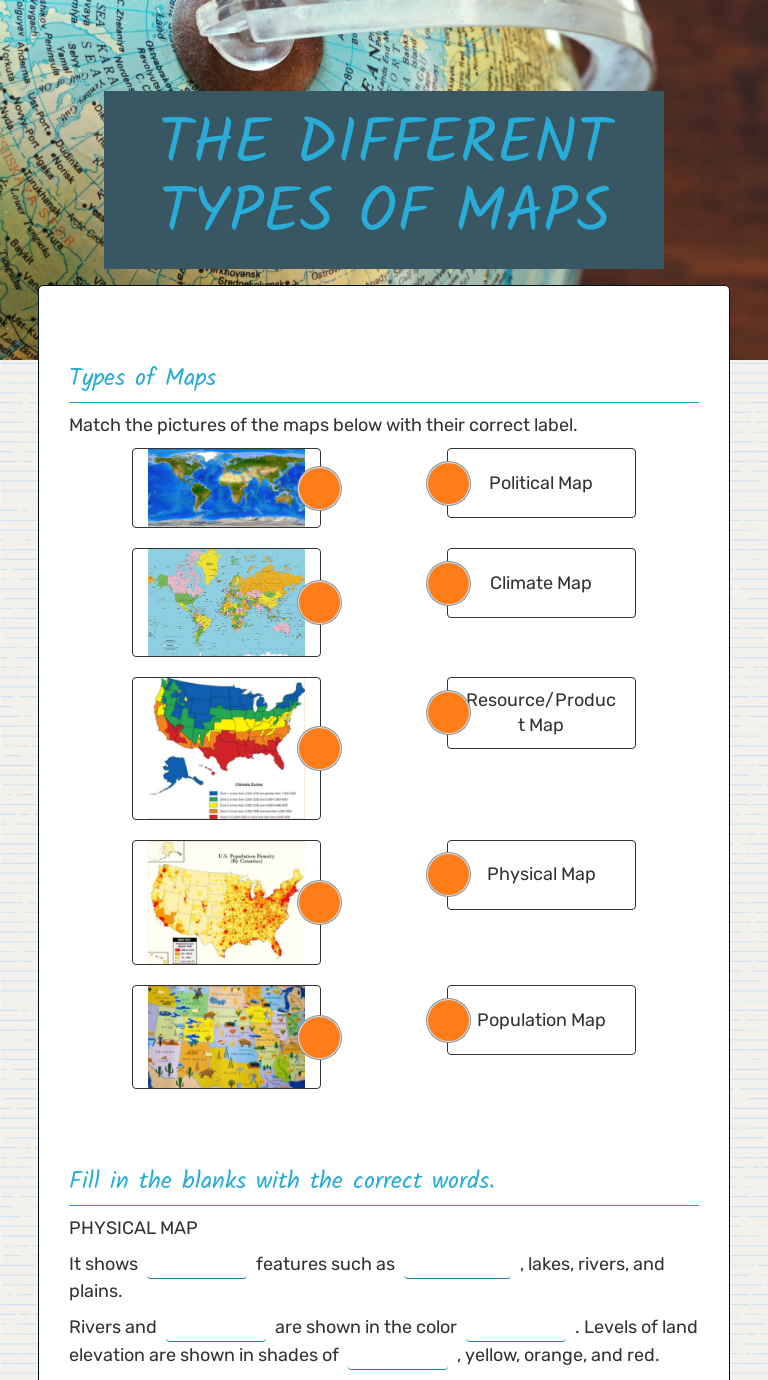 THE DIFFERENT TYPES OF MAPS  Interactive Worksheet by Elizabeth For Types Of Maps Worksheet
