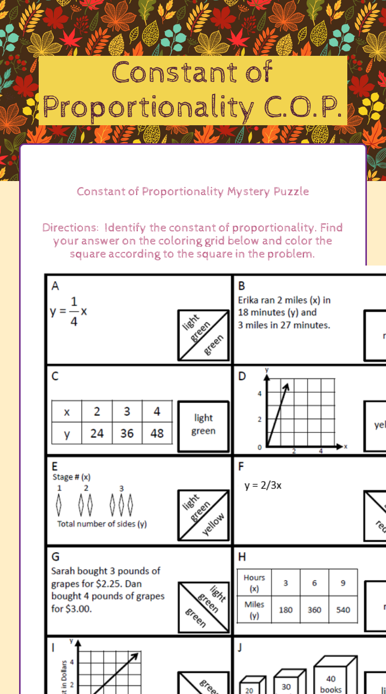 Constant of Proportionality C.O.P.  Interactive Worksheet by Inside Constant Of Proportionality Worksheet