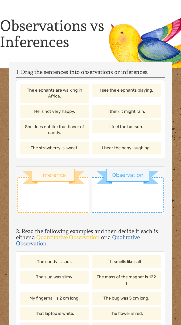 Observations vs Inferences  Interactive Worksheet by Jenny Martin In Observation Vs Inference Worksheet