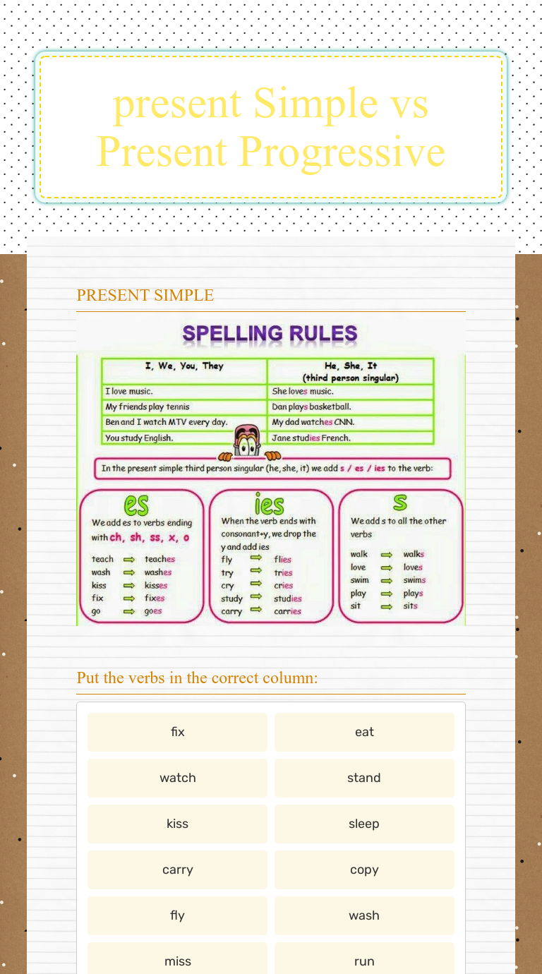 present Simple vs Present Progressive worksheet