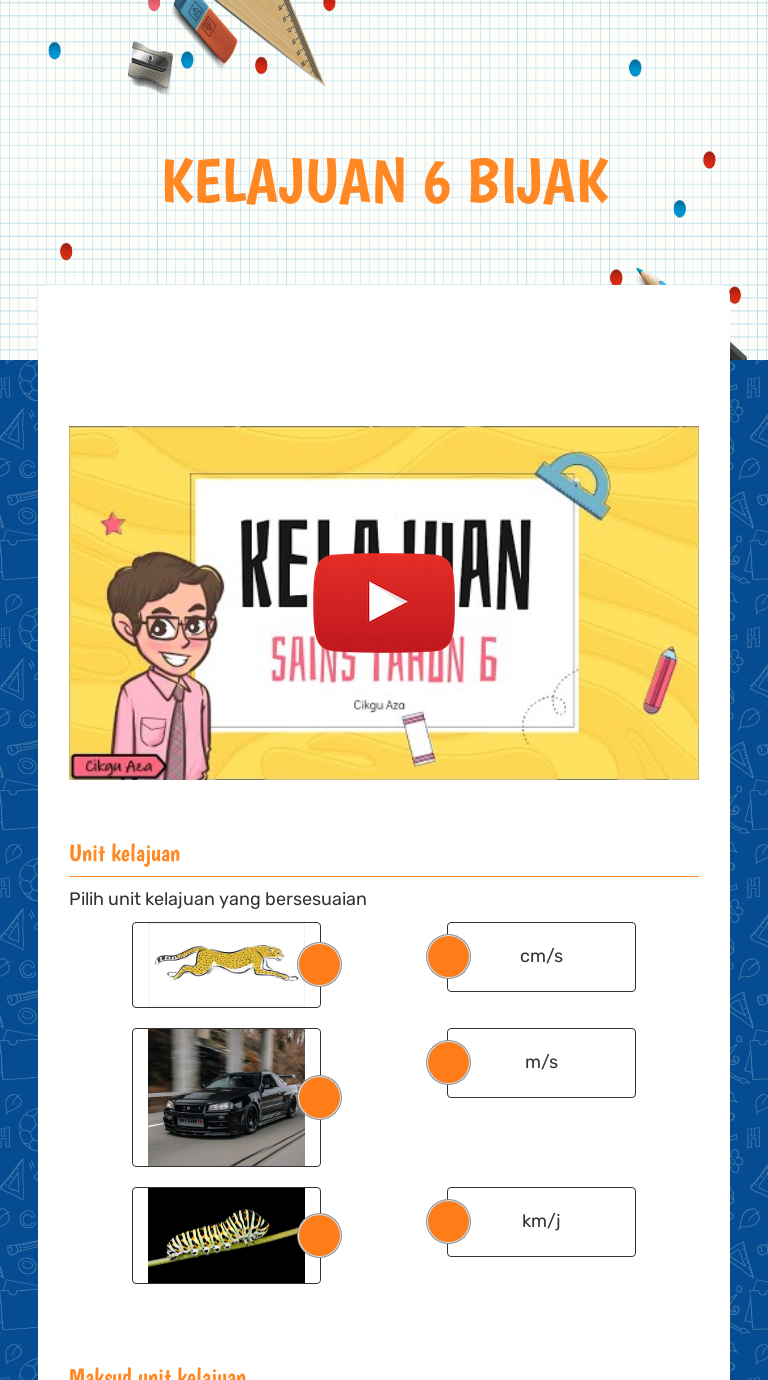 KELAJUAN 6 BIJAK worksheet preview image