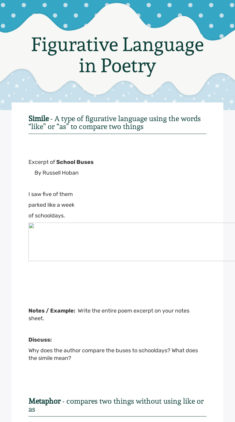 Figurative Language in Poetry | Interactive Worksheet by Marka Bodine ...