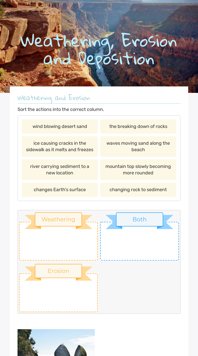Weathering, Erosion and Deposition  Interactive Worksheet by Pertaining To Weathering Erosion And Deposition Worksheet