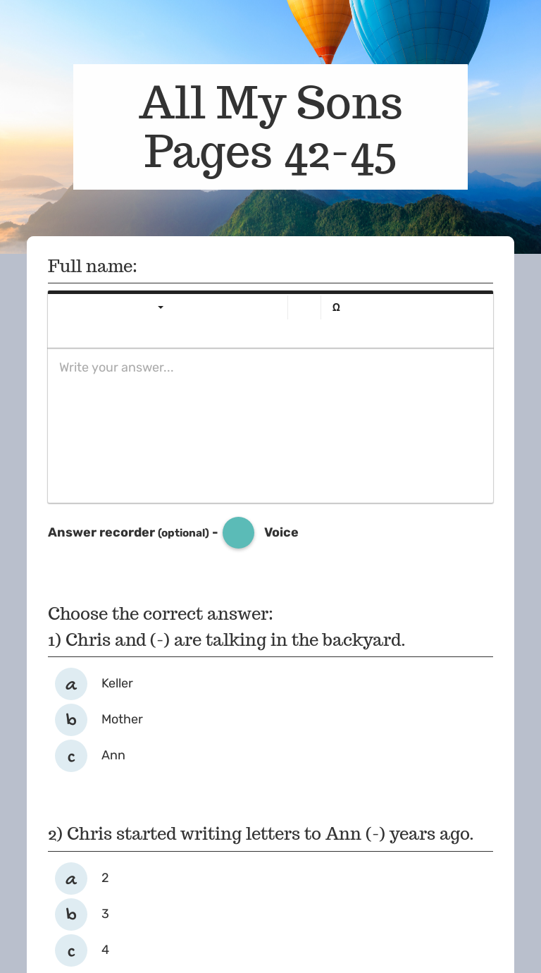 All My Sons Pages 42-45 worksheet preview image
