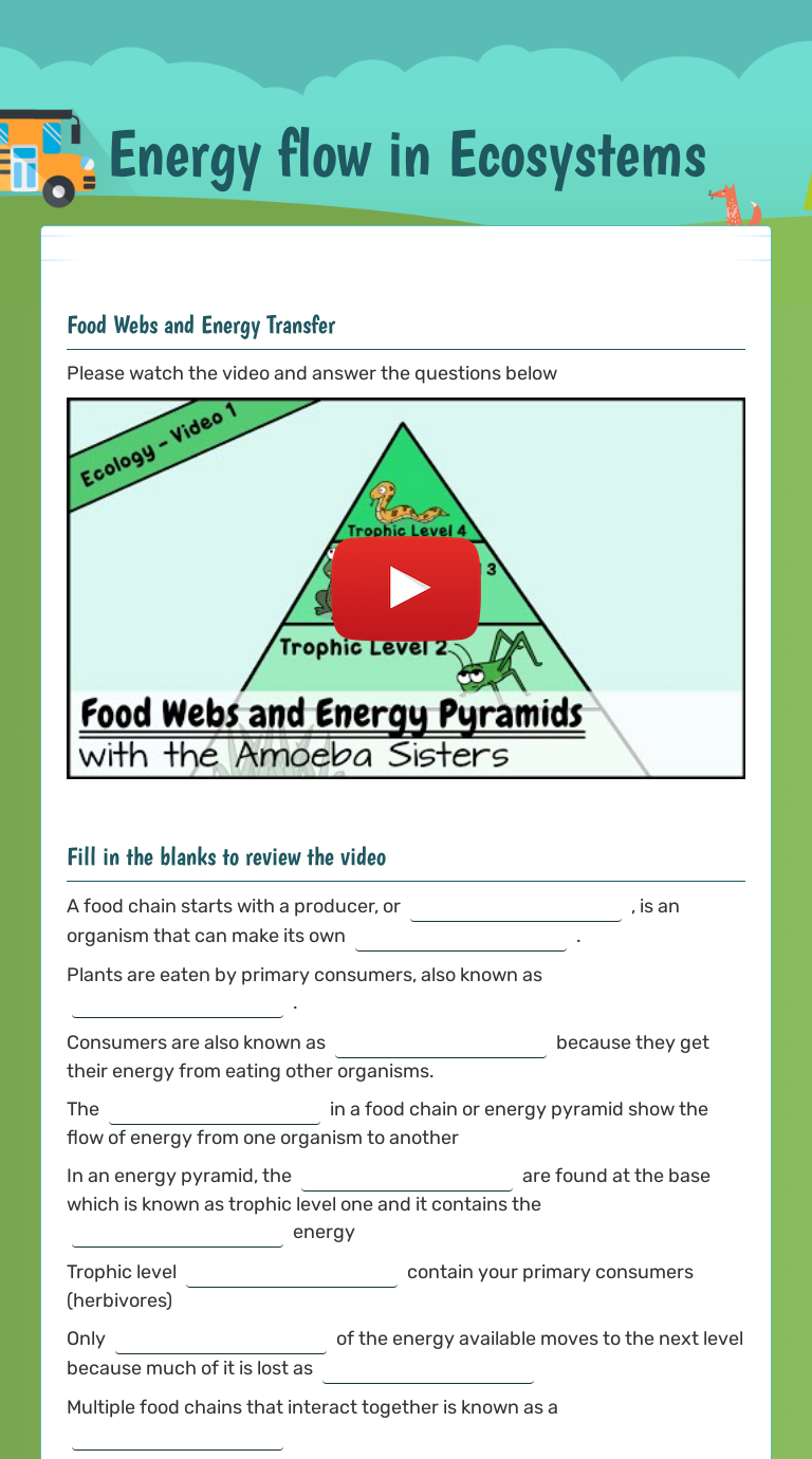 Energy Flow In Ecosystems Worksheet Ame My Id   M9Xyv5onCtHB