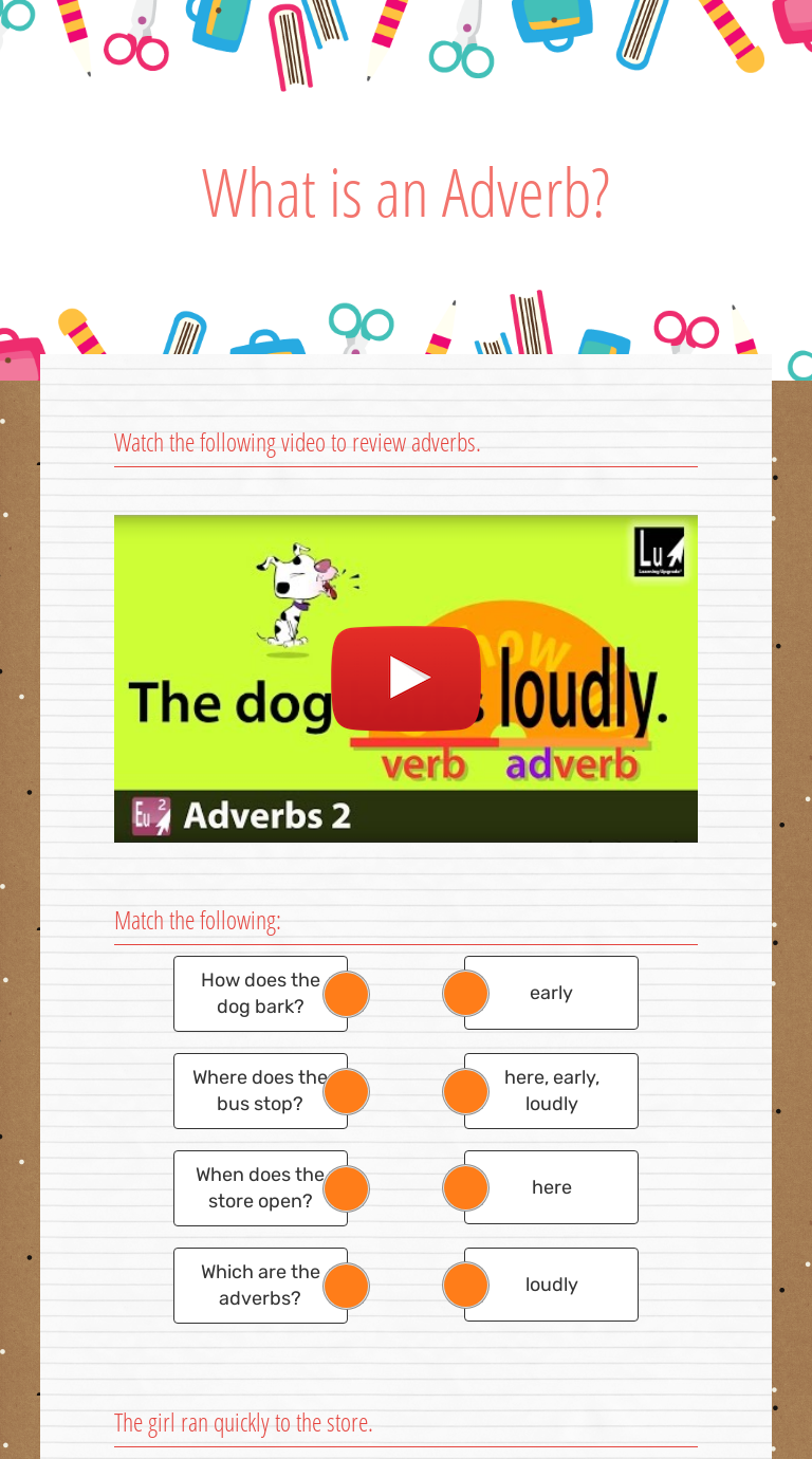 Noun Verb Adjective Adverb Interactive Game