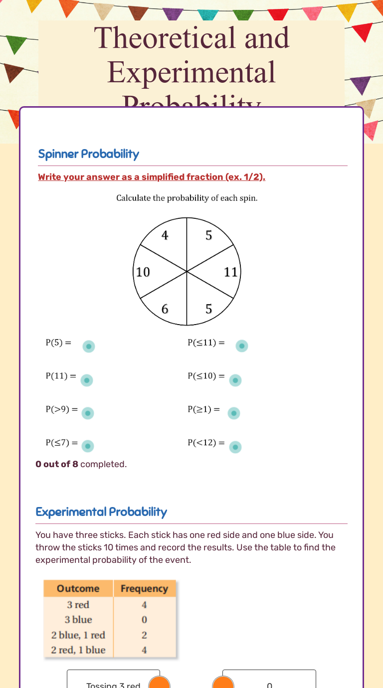 10.3 experimental and theoretical probability answer key