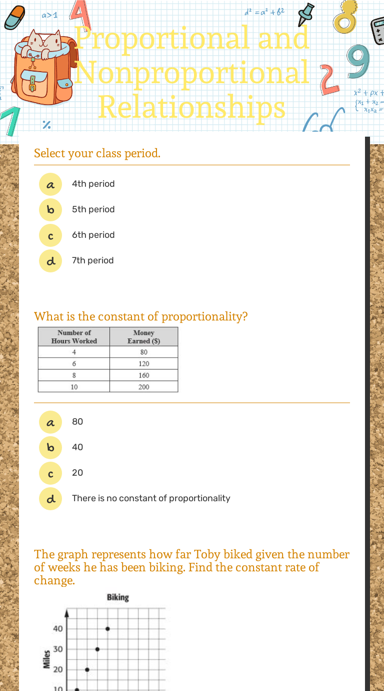 Proportional and Nonproportional Relationships  Interactive Pertaining To Proportional And Nonproportional Relationships Worksheet