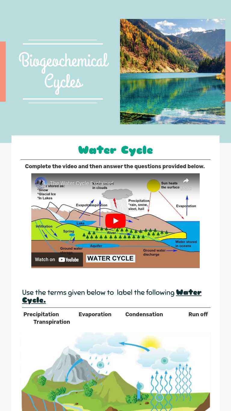 Biogeochemical Cycles  Interactive Worksheet by Reba Ervin  Wizer.me With Regard To Biogeochemical Cycles Worksheet Answers