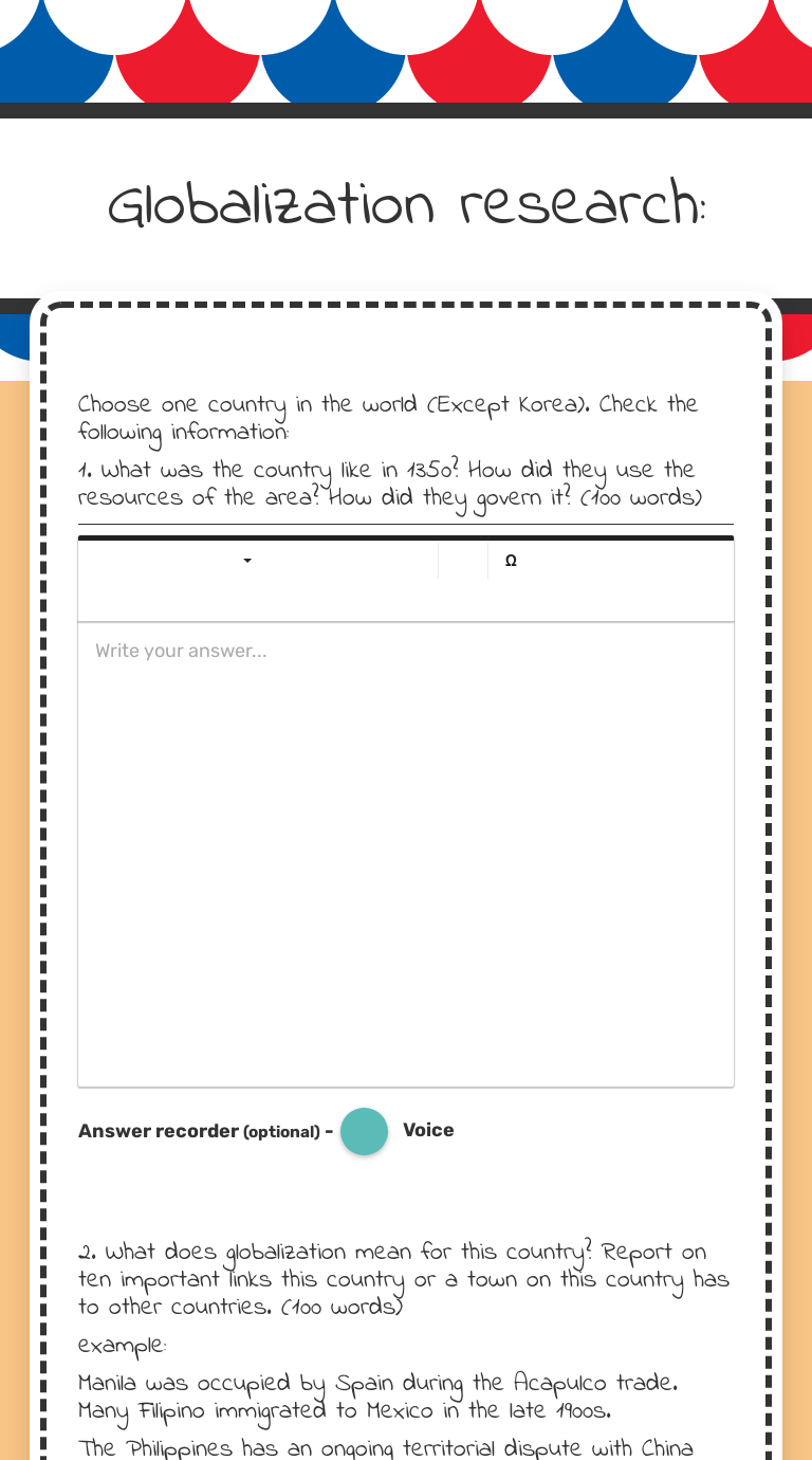 Globalization research: worksheet preview image