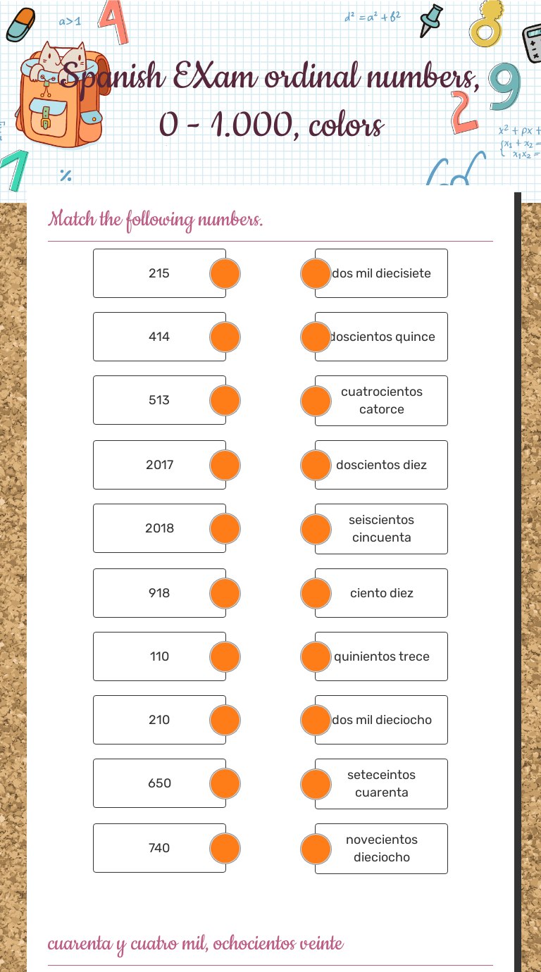 Ordinal Numbers In Spanish Worksheet Free Printable