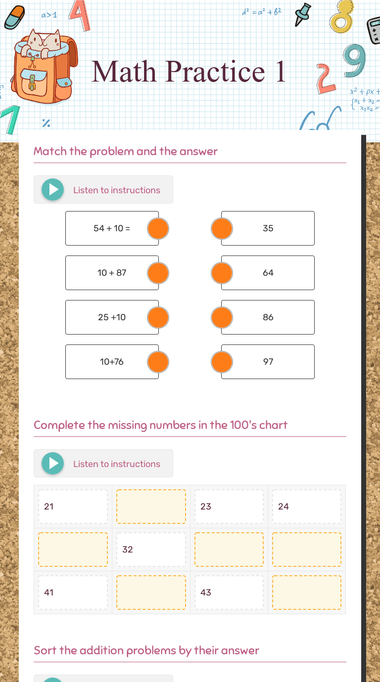 Math Practice 1 | Interactive Worksheet by Kimberly Ray | Wizer.me