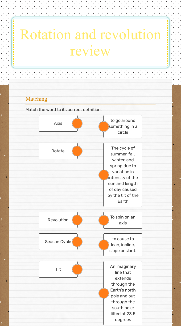 Rotation and revolution review worksheet