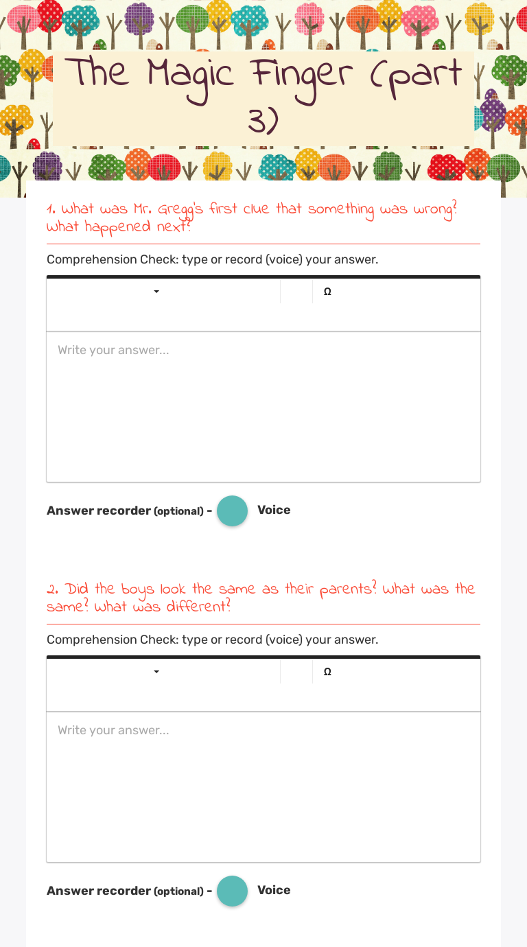 The Magic Finger  (part 3) worksheet preview image