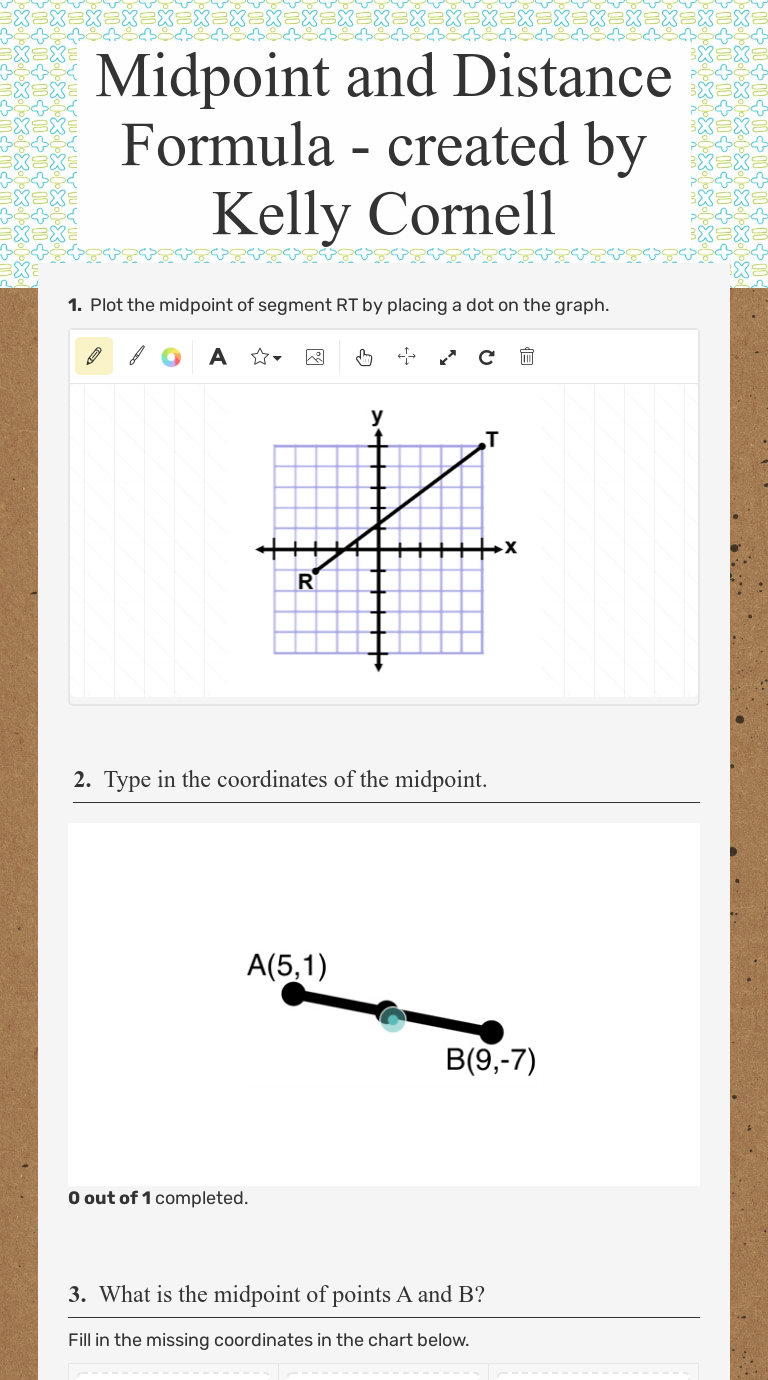 Midpoint And Distance Formula Worksheet