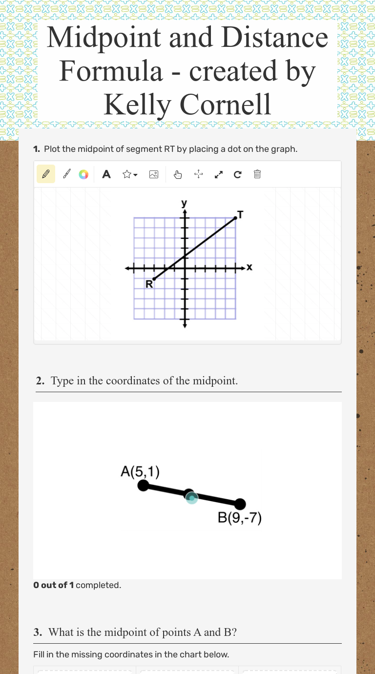 Midpoint and Distance Formula - created by Kelly Cornell With Regard To The Midpoint Formula Worksheet Answers