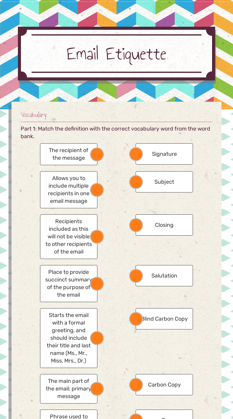 Email Etiquette | Interactive Worksheet By Shelby Rhoades | Wizer.me