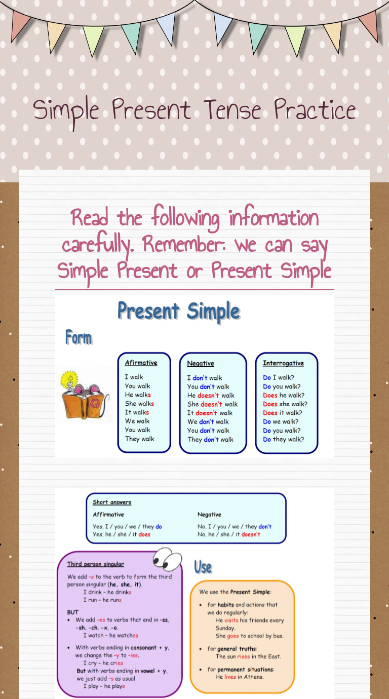 Simple Present Tense Practice worksheet preview image
