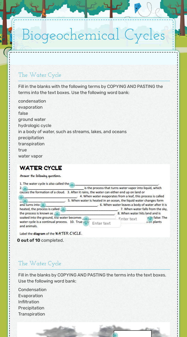 Biogeochemical Cycles Interactive Worksheet By Eileen Petzold Wizer Me