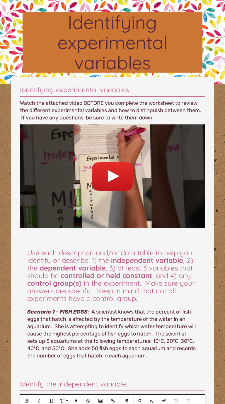 Identifying experimental variables  Interactive Worksheet by With Identifying Variables Worksheet Answers