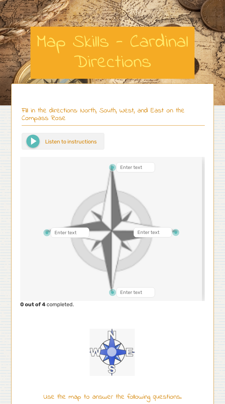 Map Skills - Cardinal Directions | Interactive Worksheet By Kimberly ...