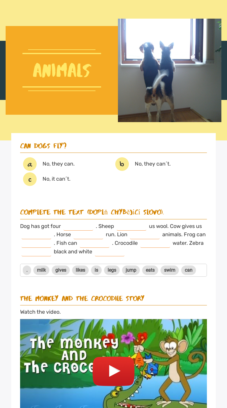 Animals Grade 4 worksheet preview