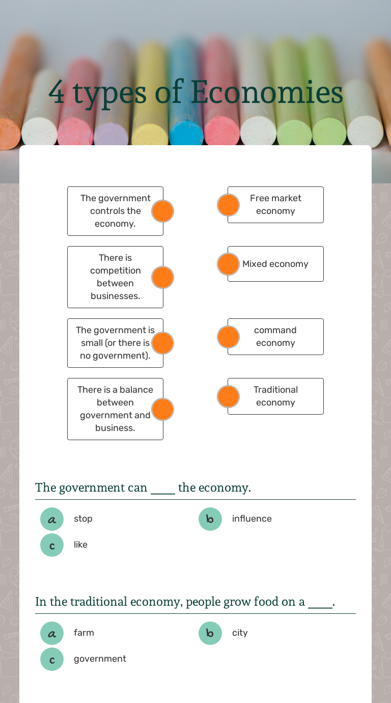 4 types of Economies Interactive Worksheet by Summer Sanders Wizer.me