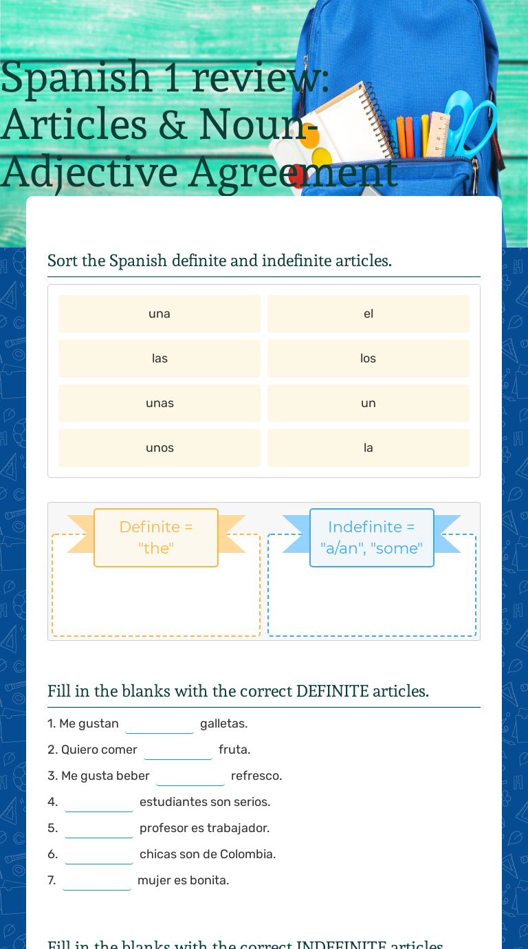 spanish-1-review-articles-noun-adjective-agreement-interactive