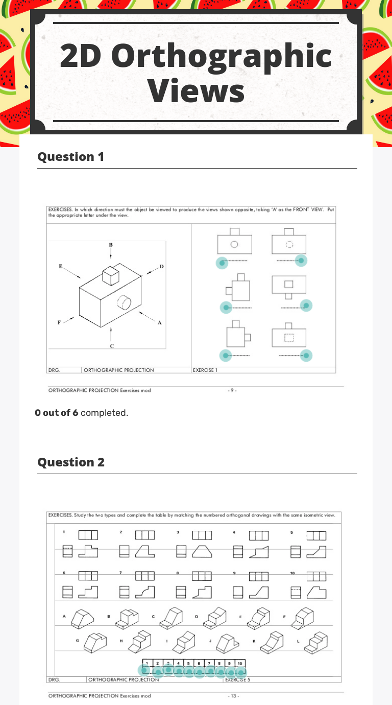 2D Orthographic  Views worksheet preview image