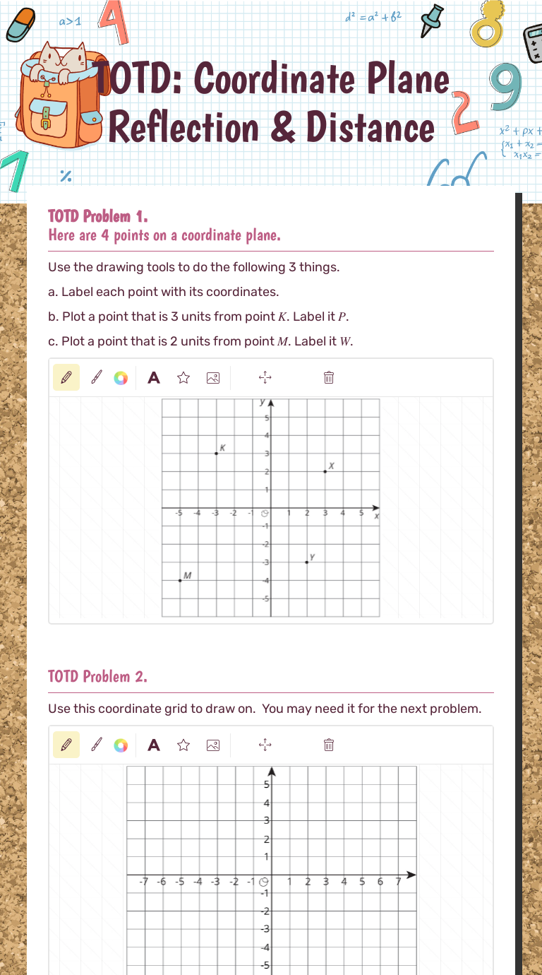 TOTD:  Coordinate Plane          
Reflection & Distance Grade 6 worksheet preview