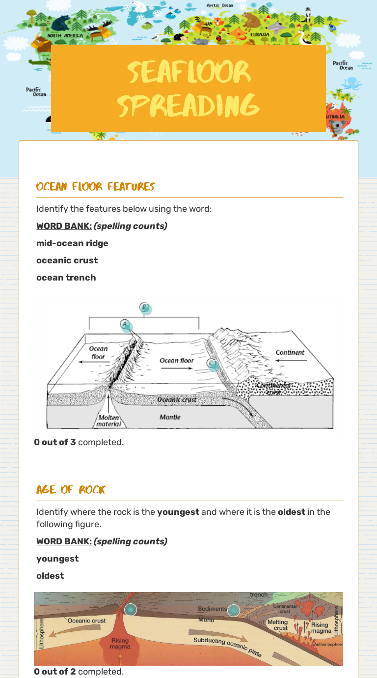 SeaFloor Spreading worksheet preview image