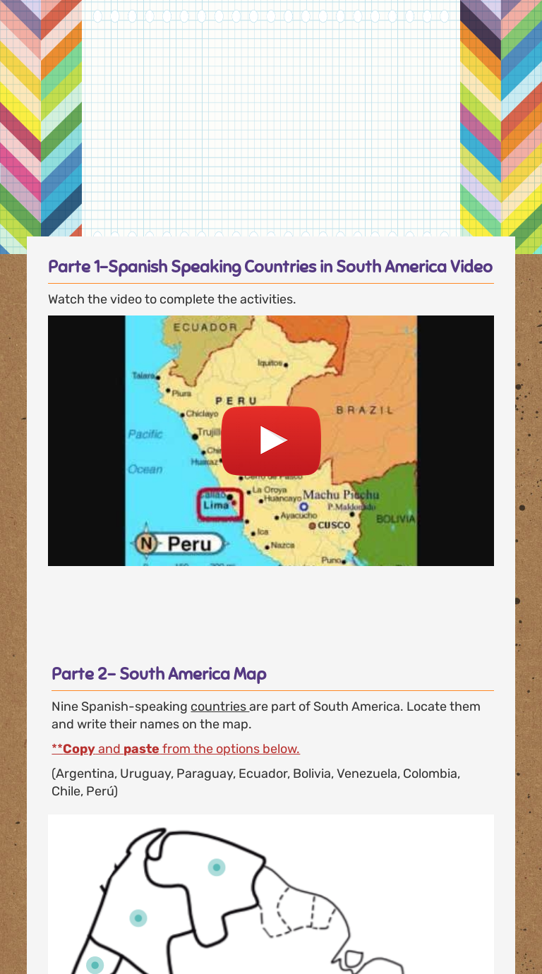 Spanish speaking countries worksheet preview image