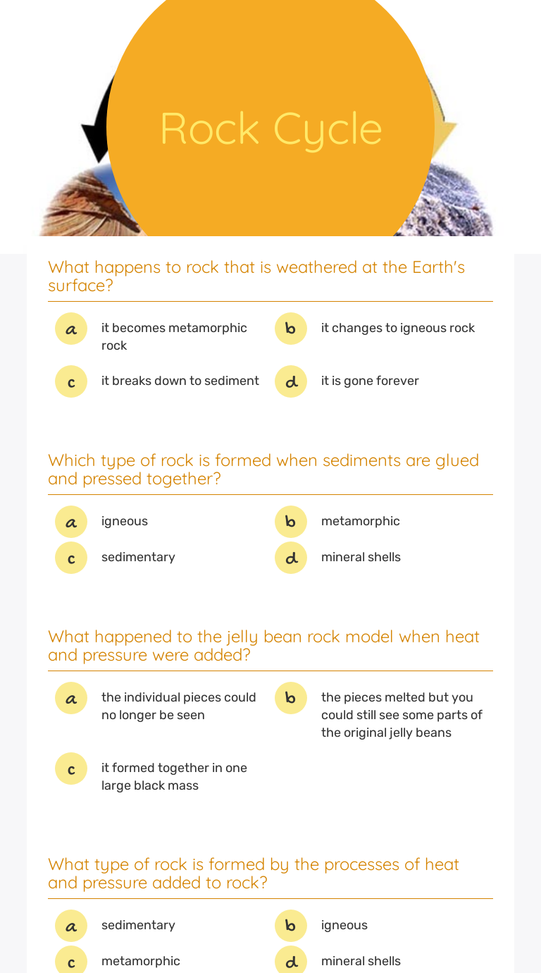 Rock Cycle | Interactive Worksheet by Denise Ridgway | Wizer.me