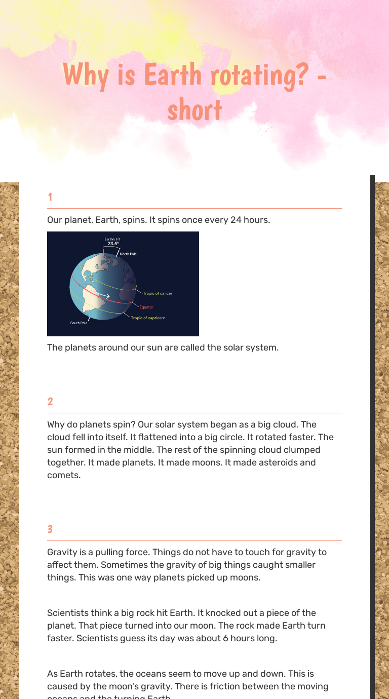 Why is Earth rotating? - short | Interactive Worksheet by Aida Cuestas ...