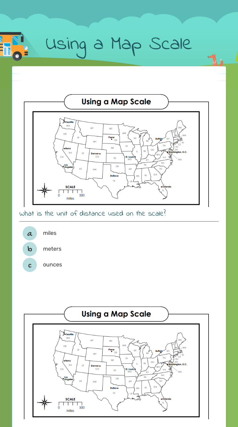 Using a Map Scale  Interactive Worksheet by Monica Edwards  Wizer.me Regarding Using A Map Scale Worksheet